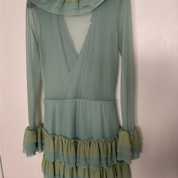 Women's Mint Green Ruffle Midi Dress - Picture 2 of 7